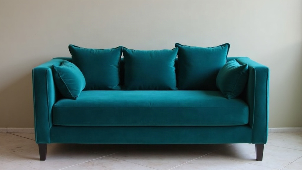 Reupholstered teal velvet armchair