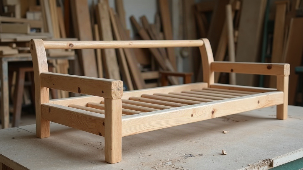Sofa frame under construction